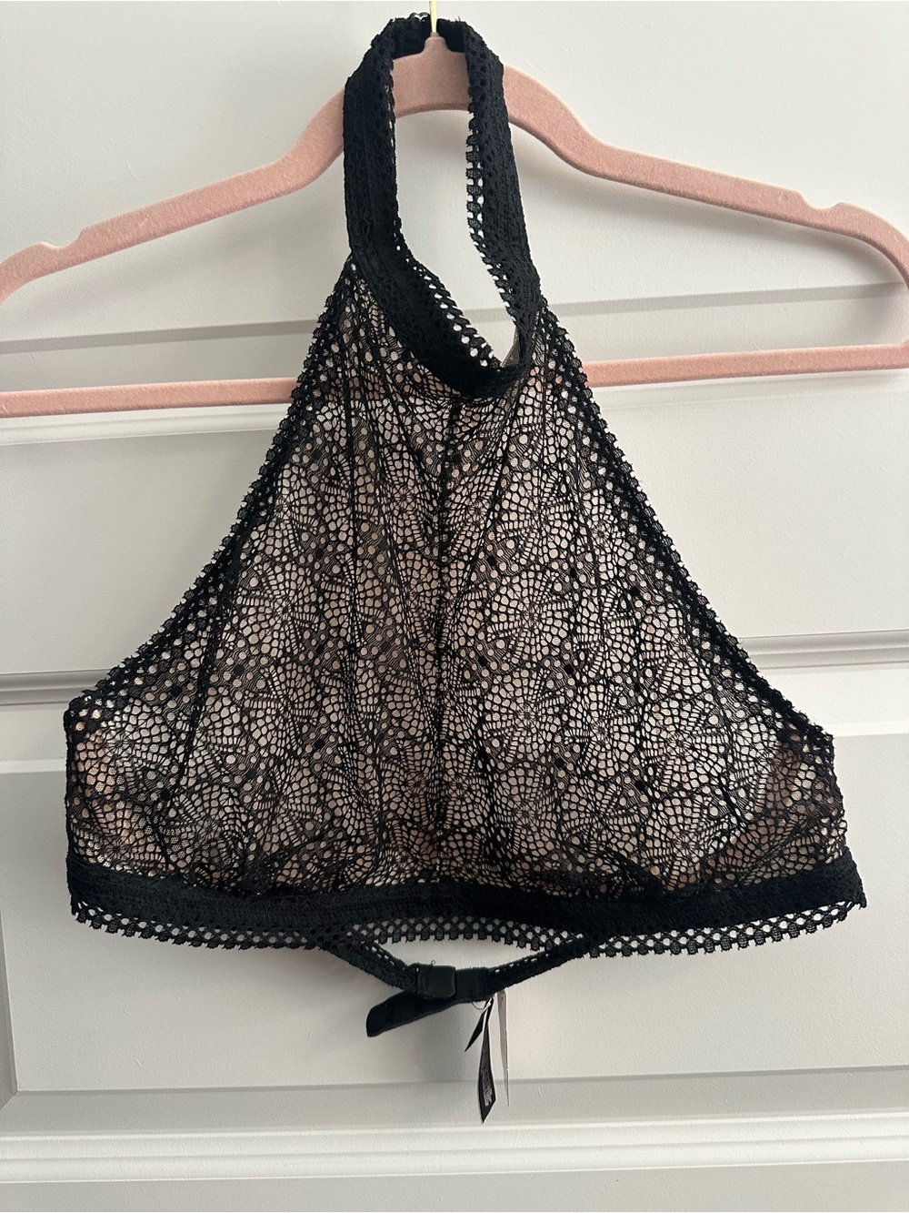 Victoria’s Secret Halter Bra Tank Top Size Large Black Lace Underwired NWT